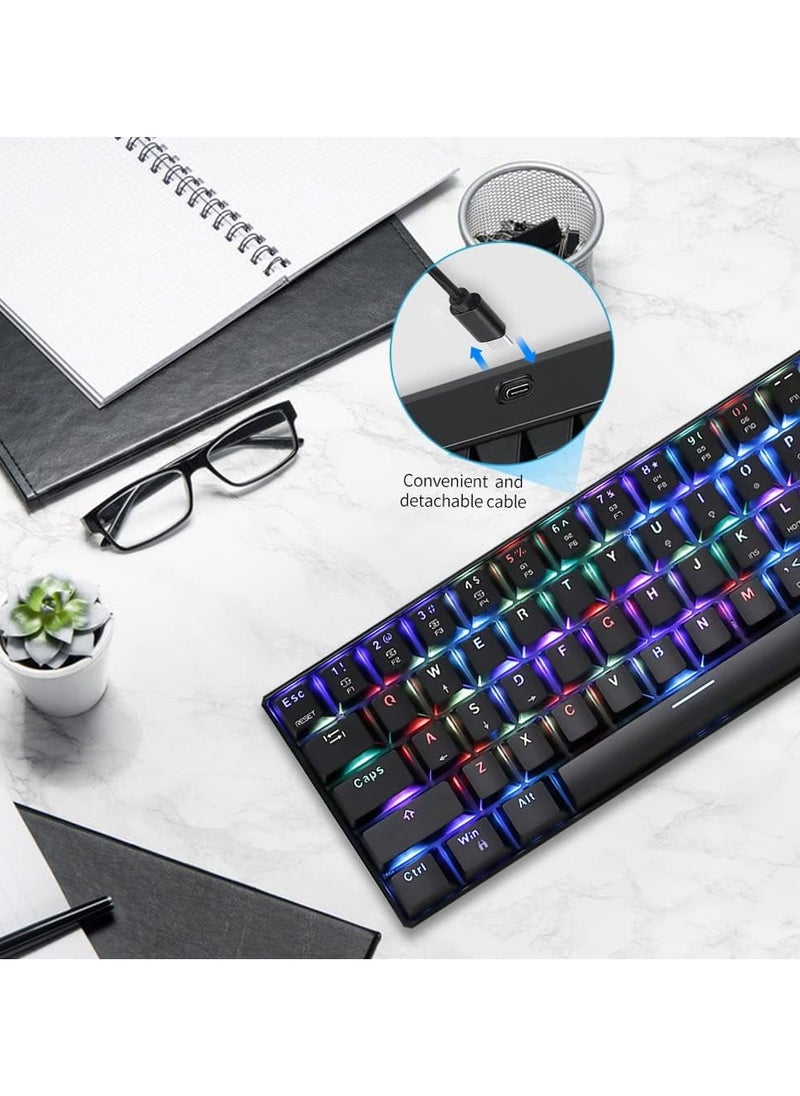 ماركة غير محددة - لوحة مفاتيح الألعاب الميكانيكية CK61 RGB من OUTMU لوحة مفاتيح حمراء 61 مفتاحًا مضادة للظلال مع إضاءة خلفية للألعاب باللون الأسود - Image 1