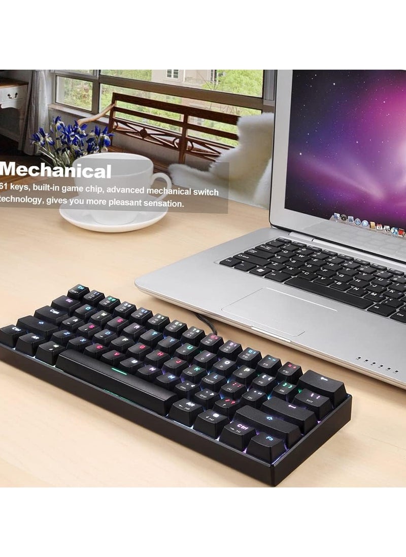 ماركة غير محددة - لوحة مفاتيح الألعاب الميكانيكية CK61 RGB من OUTMU لوحة مفاتيح حمراء 61 مفتاحًا مضادة للظلال مع إضاءة خلفية للألعاب باللون الأسود - Image 1