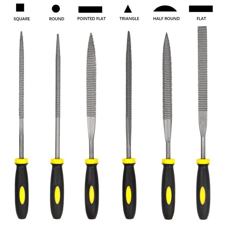ADVcer Wood Rasp File Kit - 12 Assorted Small Metal Needle Files Set with Bristle Brush and Hand Strap Carrying Case (Rasps included 2 Sizes of Flat, Pointed Flat, Round, Half Round, Square, Triangle) - Image 3