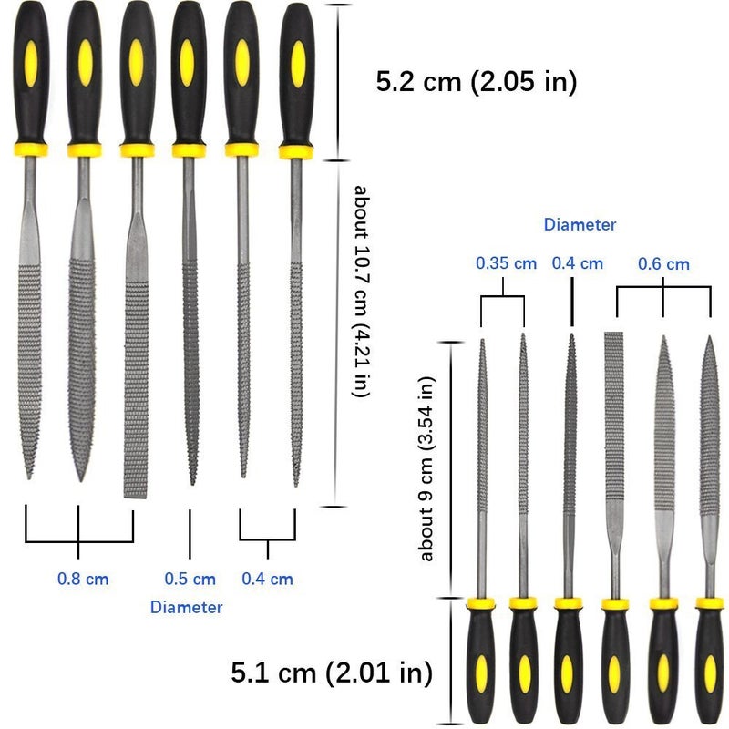 ADVcer Wood Rasp File Kit - 12 Assorted Small Metal Needle Files Set with Bristle Brush and Hand Strap Carrying Case (Rasps included 2 Sizes of Flat, Pointed Flat, Round, Half Round, Square, Triangle) - Image 4