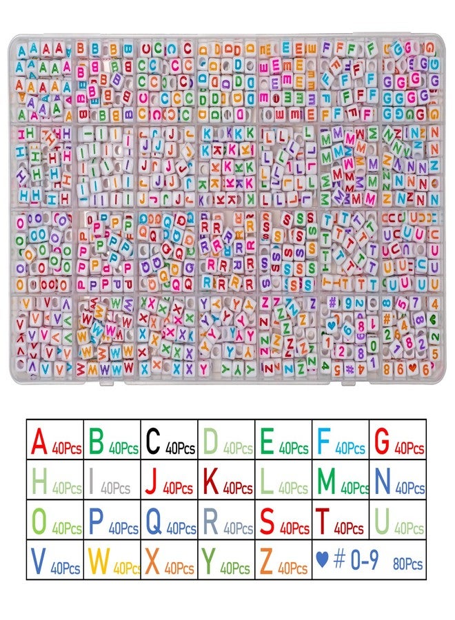 MELIUS Acrylic Square Letter Beads, 1120Pcs 6x6mm in Alphabetical Order A-Z Colorful Letter Beads with Numbers Beads for Jewelry Making, DIY Bracelets, Key Chains (6x6mm, Multicolored) - Image 2