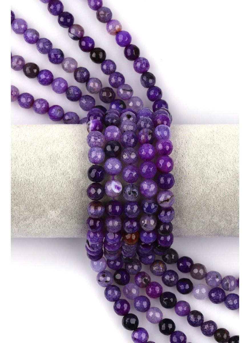 Güneş Avm Gunes Avm Purple Agate Natural Stone Series 8 mm Faceted Sphere Cut 
