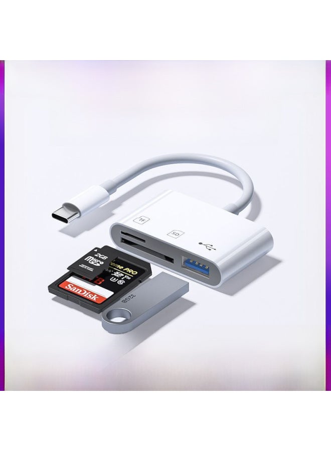 قارئ بطاقات الهاتف من النوع C إلى SD TF USB ثلاثة في واحد، قارئ بطاقات USB ثلاثة في واحد، لوحة مفاتيح وماوس وكاميرا ونقل ضوئي متوافق مع أنظمة متعددة - اللون: (مربع ملون) - Image 2