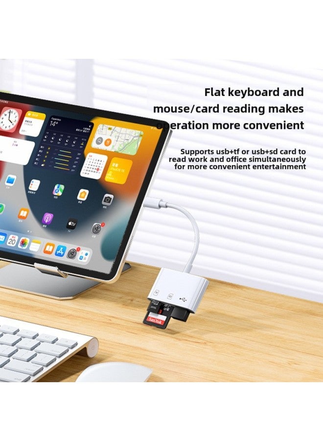 قارئ بطاقات الهاتف من النوع C إلى SD TF USB ثلاثة في واحد، قارئ بطاقات USB ثلاثة في واحد، لوحة مفاتيح وماوس وكاميرا ونقل ضوئي متوافق مع أنظمة متعددة - اللون: (مربع ملون) - Image 3