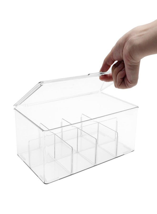 SIMPLEMADE 2 Pk Clear Tea Bag Organizer - Tea Box Divided Storage Container Box with Hinge Lid for Kitchen Cabinet, Countertop, Pantry, Hold Coffee Pods, Seasoning Packets, Condiments (Set of 2) - Image 3