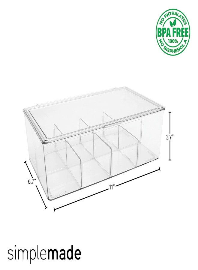 SIMPLEMADE 2 Pk Clear Tea Bag Organizer - Tea Box Divided Storage Container Box with Hinge Lid for Kitchen Cabinet, Countertop, Pantry, Hold Coffee Pods, Seasoning Packets, Condiments (Set of 2) - Image 4