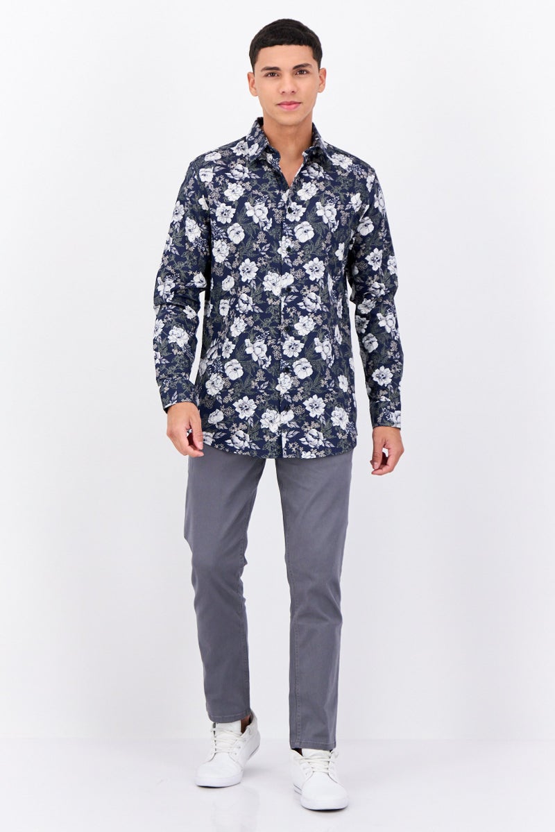 Selected Homme Men Slim Fit Floral Print Long Sleeve Casual Shirt, Multicolor - Image 4