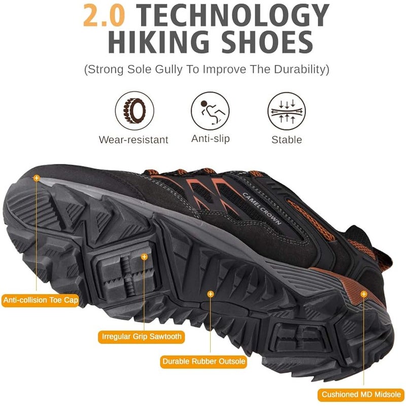 CAMEL CROWN Hiking Shoes Men Breathable Non-Slip Sneakers Lightweight Low Top for Outdoor Trailing Trekking Walking - Image 2