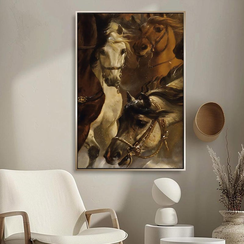 ماركتنا لوحة قماشية بتصميم خيل مع برواز مجوف مقاس (40×60) قطعة واحدة - Image 2