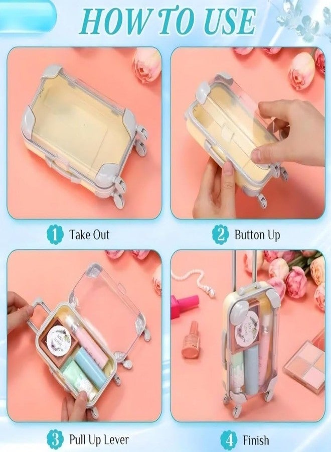 TAGUDA Cosmetic Suitcase Cosmetic Bag - Mini Trolley Makeup Organizer Travel Case with Wheels & Handle, Portable Cosmetic Storage Box for Makeup, Skincare & Accessories - Image 5