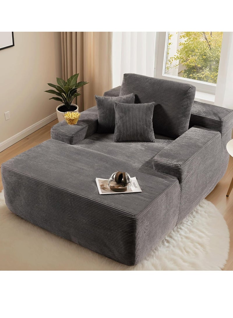 Zayn comforts Cozy Chaise Lounge Chair Premium velvet Upholstered Sofa Bed with Armrests & 2 Plush Pillows, Oversized Fluffy Comfort 170cm x 122cm - Image 1