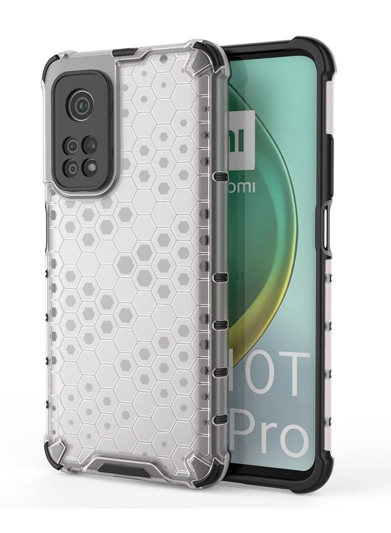 Case Cover Honeycomb Case Shockproof Camera Protection Cover Compatible with  Mi 10T/Mi 10T Pro (White Clear) - Image 1