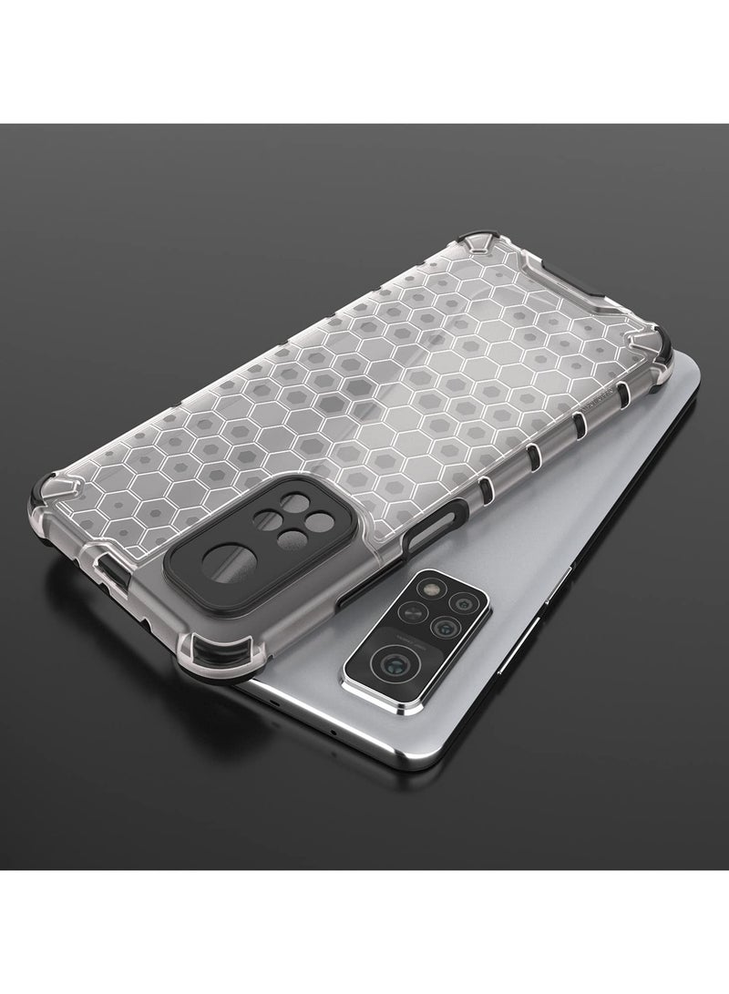 Case Cover Honeycomb Case Shockproof Camera Protection Cover Compatible with  Mi 10T/Mi 10T Pro (White Clear) - Image 2
