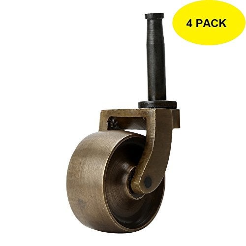 A29 Set of 4 Solid Brass Swivel Caster Heavy Duty & Safe for All Floors Perfect Replacement for Floor Mat Polished Brass Finish Wheels for Chairs/Tables/Furniture - Image 2