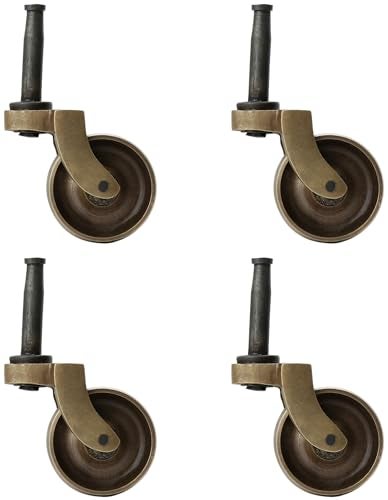 A29 Set of 4 Solid Brass Swivel Caster Heavy Duty & Safe for All Floors Perfect Replacement for Floor Mat Polished Brass Finish Wheels for Chairs/Tables/Furniture - Image 1