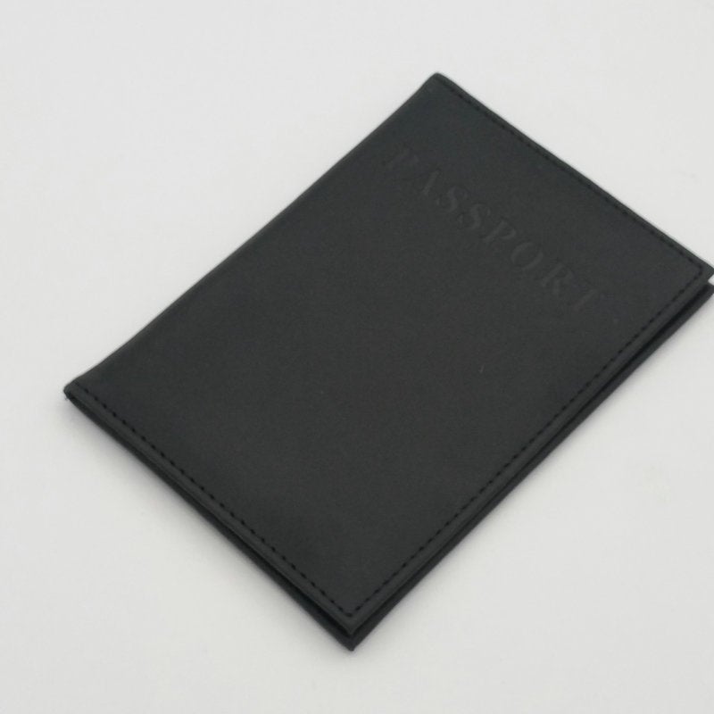 Faux Leather Passport Holder Multifunctional Card Case Black 
