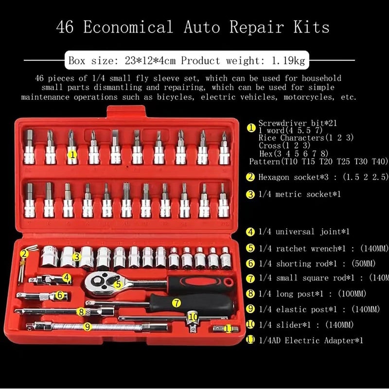 SHRISELL 46 in 1 Pcs Tool Kit Screwdriver and Socket Set Multi Purpose Combination Tool Case Precision Socket Set  - Image 2