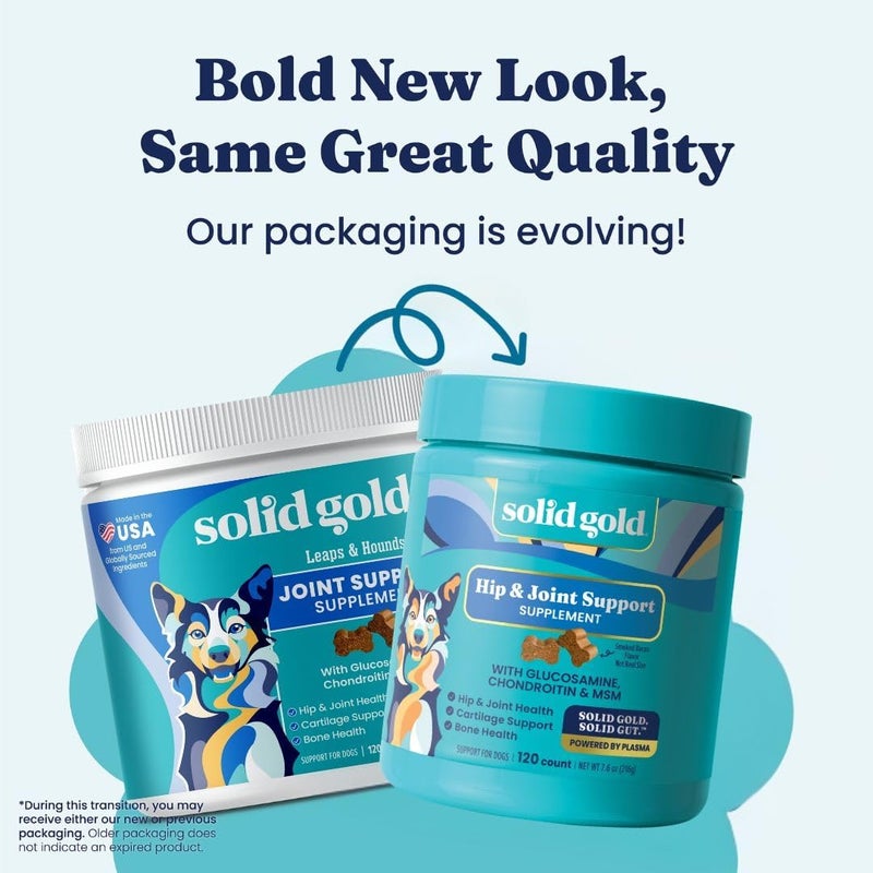 Solid Gold Hip and Joint Supplement for Dogs - Glucosamine Chondroitin MSM for Hip & Joint Pain Relief for Dogs - Puppy, Adult & Senior Dog Supplements for Dog Arthritis Pain Relief & Mobility - 120ct - Image 2
