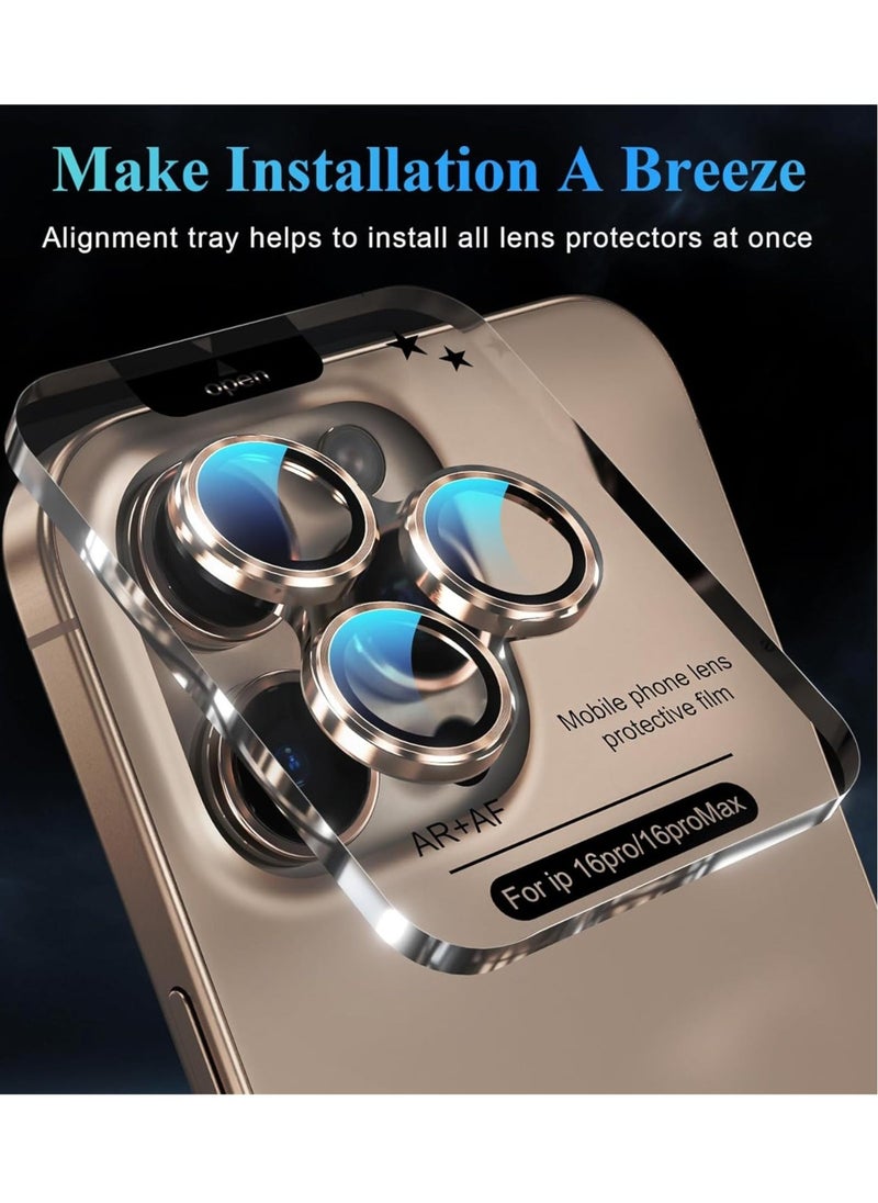 JAJEEK "2024 Camera Lens Protector for iPhone 16 Pro/Pro Max – Tempered Glass with Metal Frame, 1-Step Installation Tray, Case-Friendly, Desert Titanium – 2 Pack" - Image 5