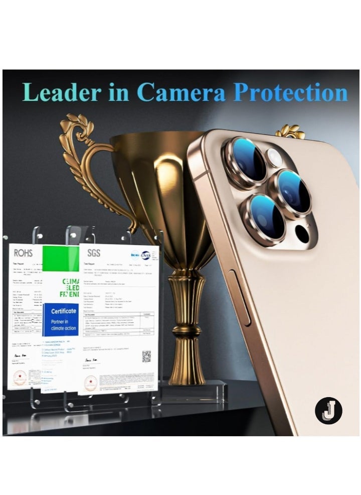 JAJEEK "2024 Camera Lens Protector for iPhone 16 Pro/Pro Max – Tempered Glass with Metal Frame, 1-Step Installation Tray, Case-Friendly, Desert Titanium – 2 Pack" - Image 2