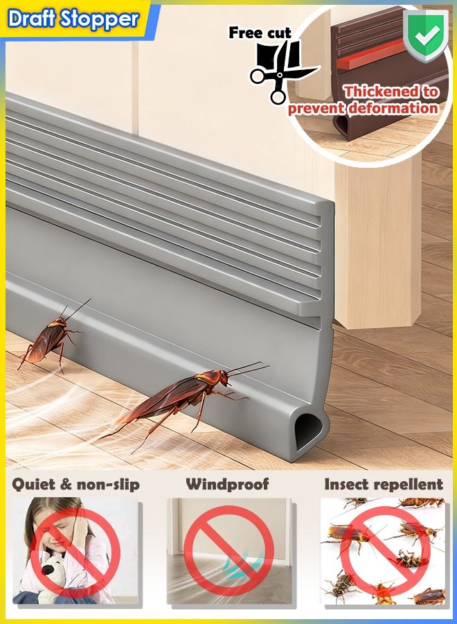 Purrhappy 1/2/3pcs 100CM Door Draft Stopper Under Door Seal Sweep for Exterior & Interior Doors, Hard-Soft TPE Door Air Blocker with Airtight Sealing for Dust/Noise Insulation, Fits 0-28MM Gaps, GREY - Image 1