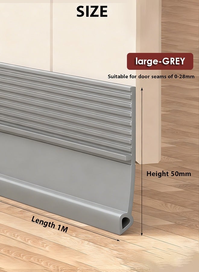 Purrhappy 1/2/3pcs 100CM Door Draft Stopper Under Door Seal Sweep for Exterior & Interior Doors, Hard-Soft TPE Door Air Blocker with Airtight Sealing for Dust/Noise Insulation, Fits 0-28MM Gaps, GREY - Image 2