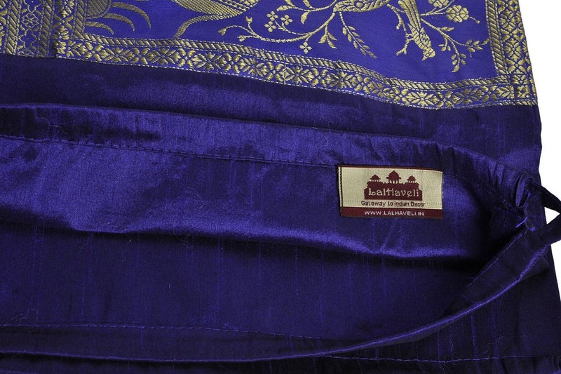 Lalhaveli Lal Haveli Peacock Elephant Work Designer Silk Bolster Cover for Guest Room Bedroom 30 X 15 Inches - Image 4