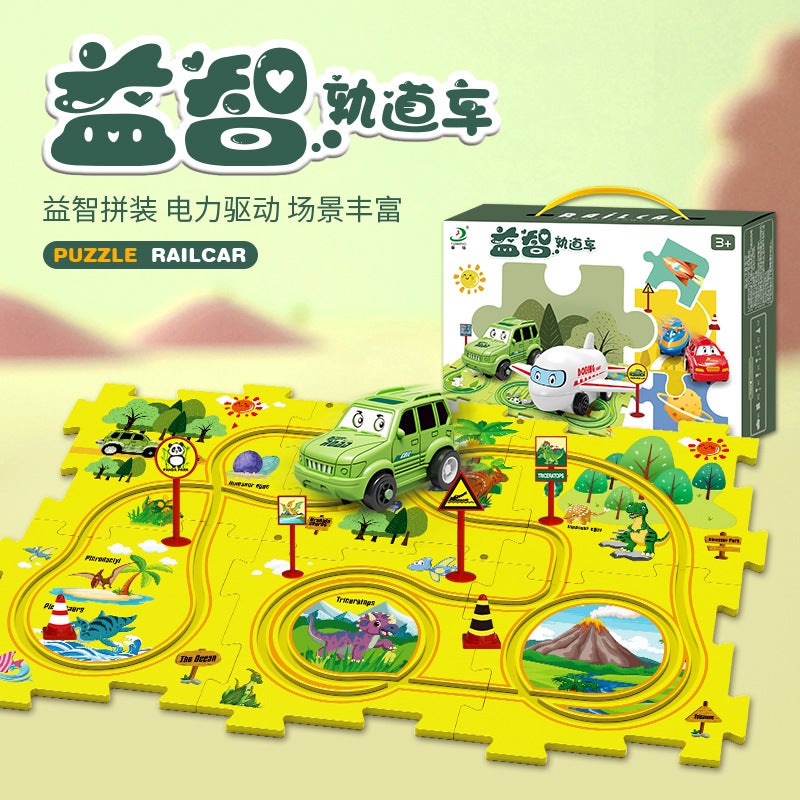 Tiktok Car Map Puzzle Diy Track Suit Electric Car Toy Mini Road Sign Educational Toy - Image 2