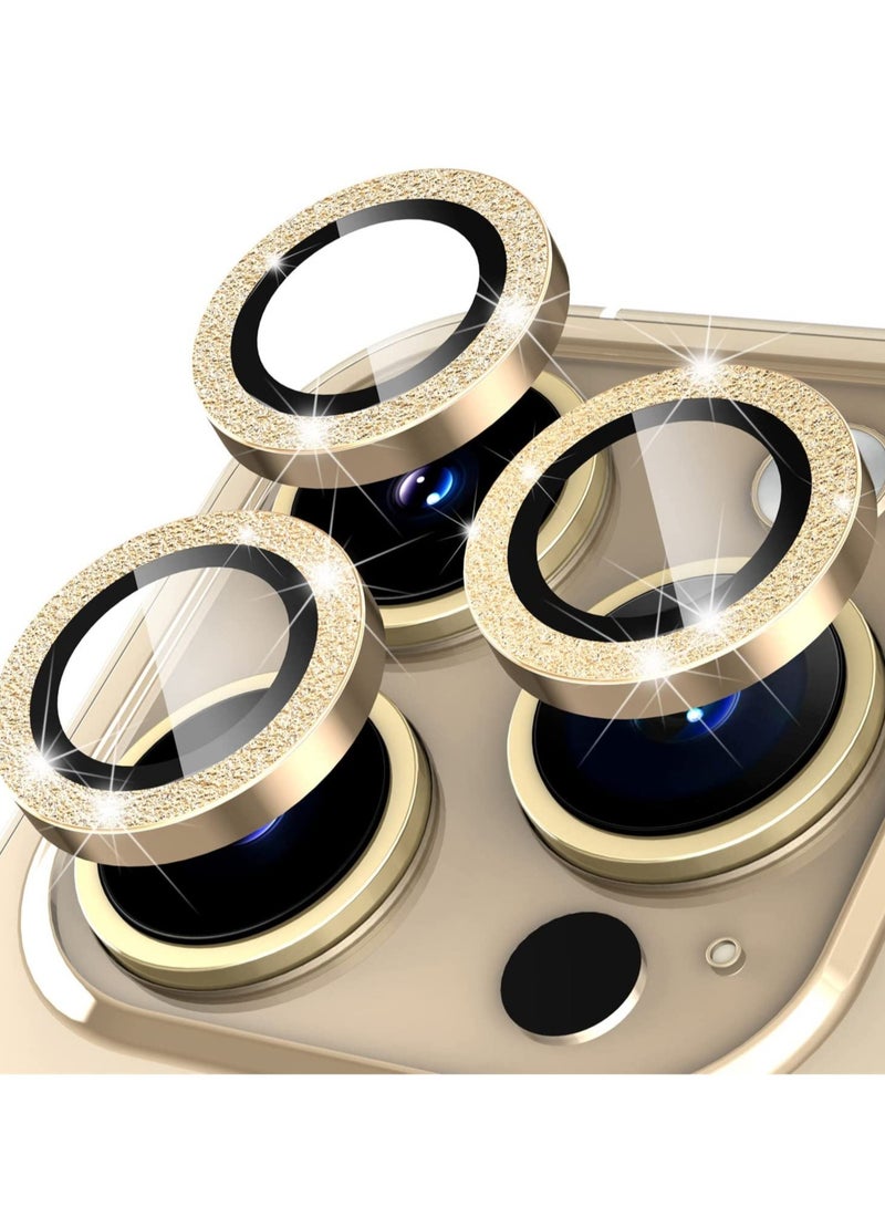 iPhone 14 Pro 6.1 inch / 14 Pro Max 6.7 inch Camera Lens Protector, Camera Cover Tempered Glass for iPhone 14 Pro Max/for iPhone 14 Pro [Glitter Diamonds] - Bling -Gold - Image 1