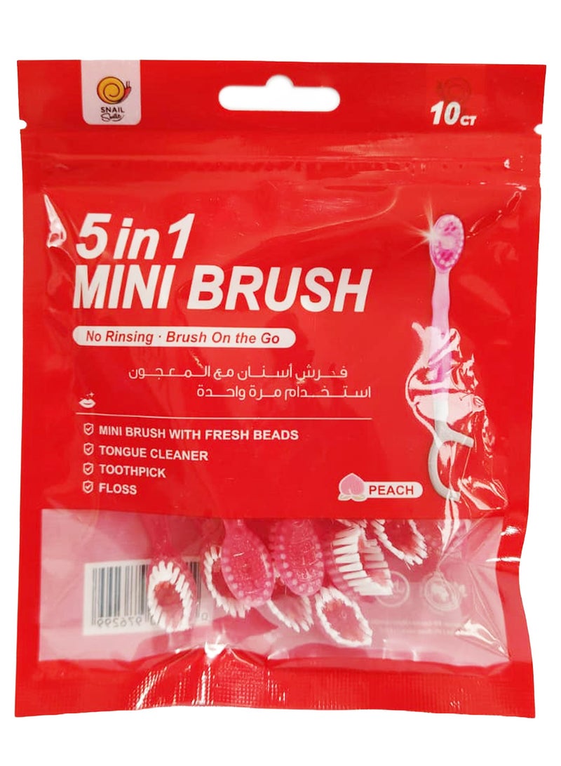 SNAIL 5 in 1 Mini Brush No Rinsing Brush On The Go Peach 10 ct - Image 1