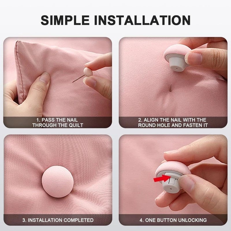 thriftkart Thriftkart Mushroom Shaped Bed Sheet Clips - Set of 12 | Duvet Cover Holding Clips | Bedsheet Gripper, Non - Slip Cover Fixator & Comforter Holder | One - Key Unlock for Blanket, Curtains & Socks  - Image 5