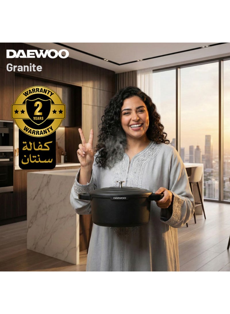 دايو قدر طهي دايو DASAG20 جرانيت مع غطاء 20 سم | أواني طهي من الألومنيوم المصبوب غير لاصقة | متوافق مع المواقد الحثية والغازية | وعاء طهي صحي خالٍ من حمض البيرفلوروكتانويك - Image 4