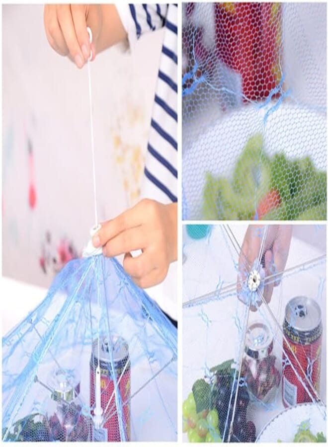 HEMOTON Foldable Umbrella Food Cover Mesh Screen Food Cover Tent Protector Umbrella Screens to Keep Bugs And Flies Away From Food at Picnics BBQ & More (Color at Random)