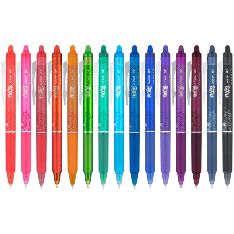 Pilot, FriXion Clicker Erasable Gel Pens, Fine Point 0.7 mm, Pack of 15, Assorted Colors - Image 2