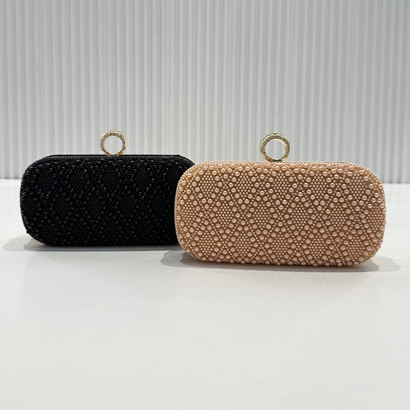Pearl Diamond Pattern Evening Bag Luxury Ring Clutch Bag Ladies Banquet Bag Celebrity Dress Bag - Image 3