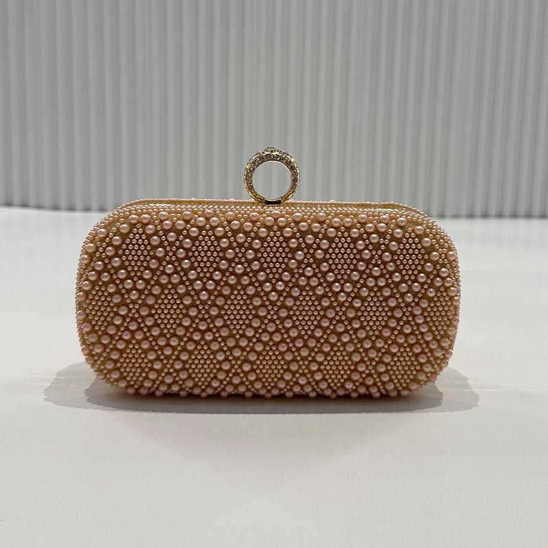 Pearl Diamond Pattern Evening Bag Luxury Ring Clutch Bag Ladies Banquet Bag Celebrity Dress Bag - Image 5