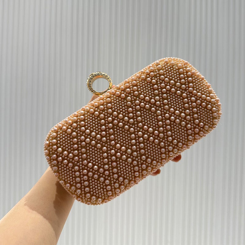 Pearl Diamond Pattern Evening Bag Luxury Ring Clutch Bag Ladies Banquet Bag Celebrity Dress Bag - Image 1