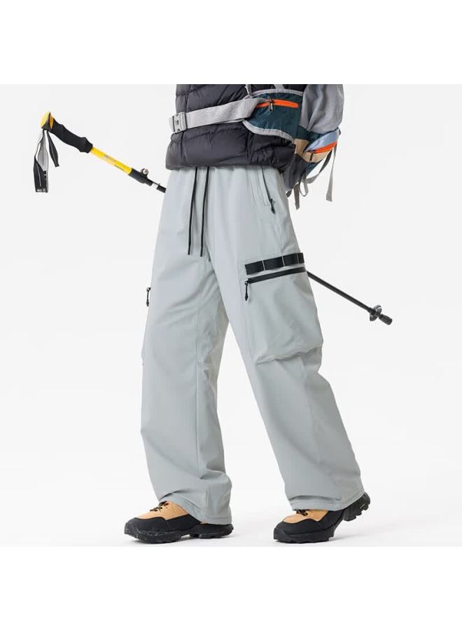 Wassup Sohot Men's Casual Winter Outdoor Workwear Down Cotton Pants Thickened Cold-resistant Ski Pants Gray (k282) 5XL - Image 2
