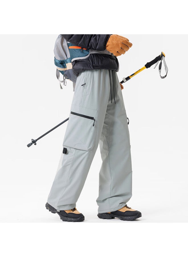 Wassup Sohot Men's Casual Winter Outdoor Workwear Down Cotton Pants Thickened Cold-resistant Ski Pants Gray (k282) 5XL - Image 1