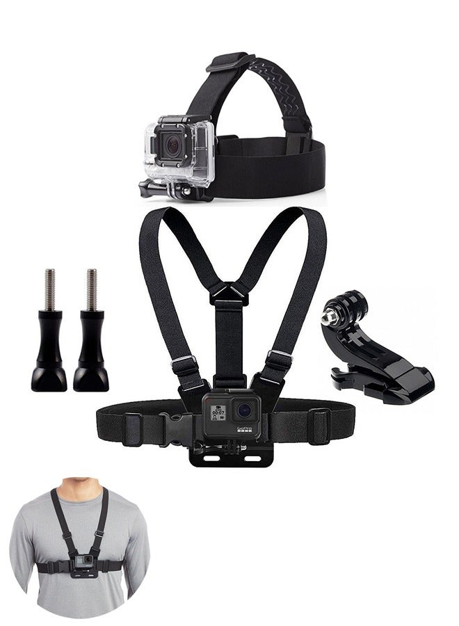 Organizer Chest Mount Harness Chesty Vest Head Mount Strap for Action Camera Compatible with GoPro Hero 11/ 10/ 9/ 8/ Max/ Go Pro Hero 7/ 6/ 5/ 4/  Session/ 3+/ 3/ Hero (2018)/ Fusion/ DJI Osmo/ AKASO