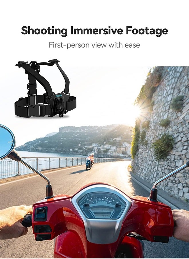 Organizer - Chest Mount Harness Chesty Vest Head Mount Strap for Action Camera Compatible with GoPro Hero 11/ 10/ 9/ 8/ Max/ Go Pro Hero 7/ 6/ 5/ 4/  Session/ 3+/ 3/ Hero (2018)/ Fusion/ DJI Osmo/ AKASO - Image 1