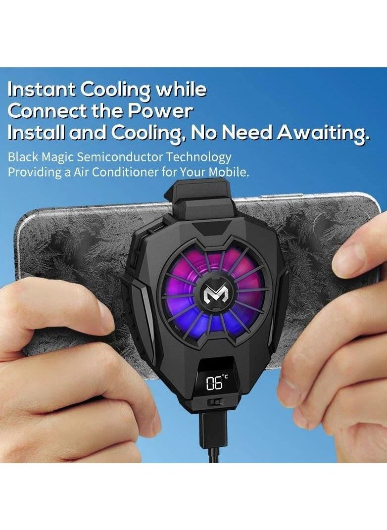 Memo - DL05 Phone Cooler, Cellphone Radiator with Dual Semi-Conductor Cooling Chip, Mobile Phones with a Width of 6 to 8 cm for Tiktok Live Streaming, Outdoor Vlog, Mobile Gaming. (Digital display) - Image 1