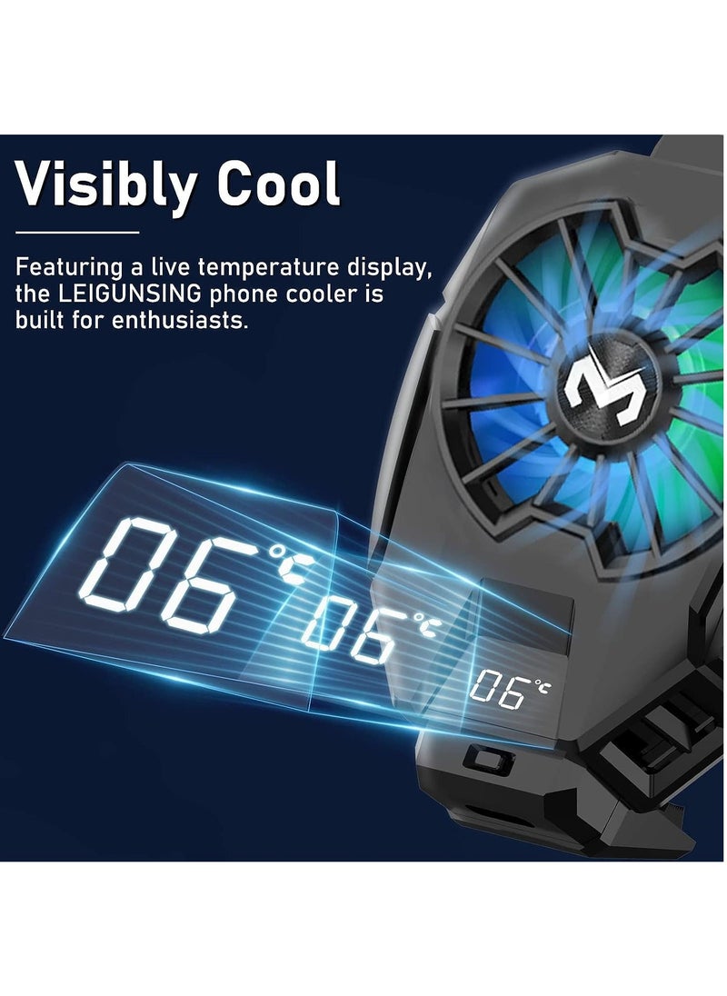 Memo - DL05 Phone Cooler, Cellphone Radiator with Dual Semi-Conductor Cooling Chip, Mobile Phones with a Width of 6 to 8 cm for Tiktok Live Streaming, Outdoor Vlog, Mobile Gaming. (Digital display) - Image 1