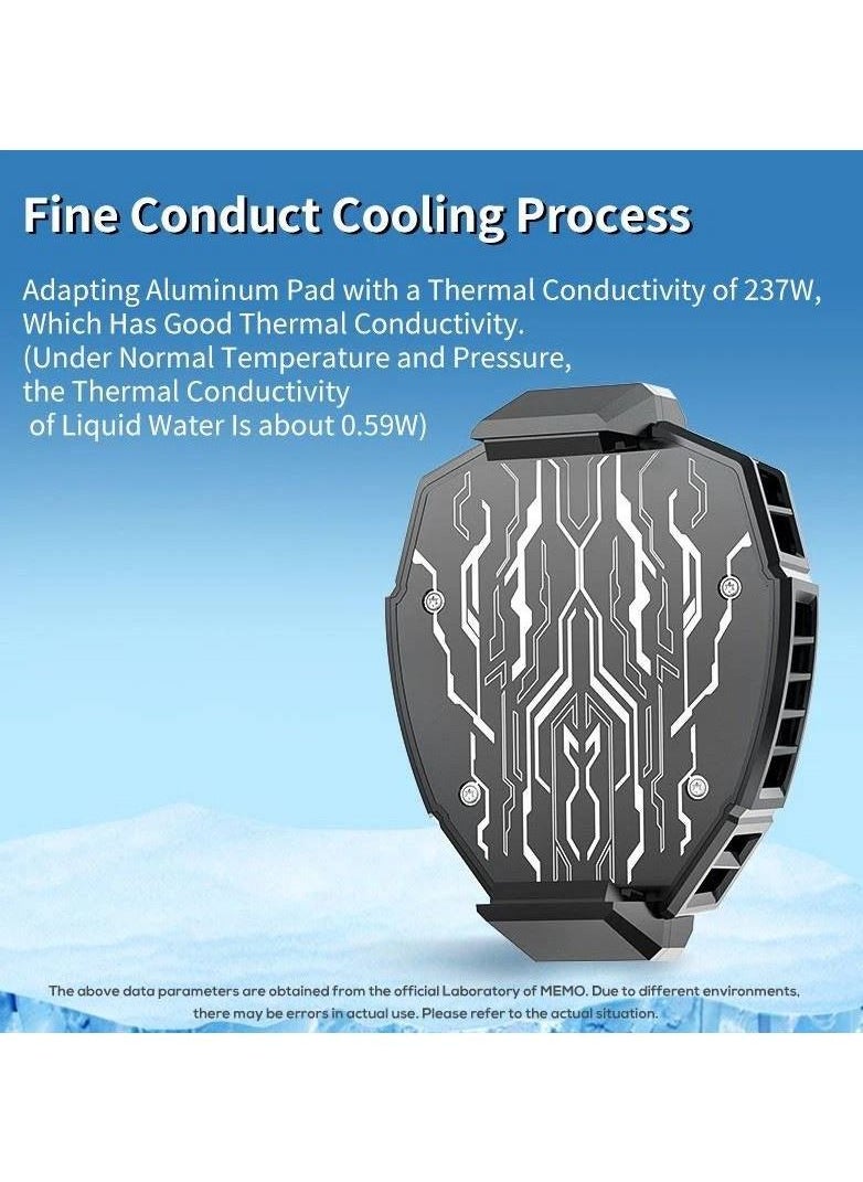 Memo - DL05 Phone Cooler, Cellphone Radiator with Dual Semi-Conductor Cooling Chip, Mobile Phones with a Width of 6 to 8 cm for Tiktok Live Streaming, Outdoor Vlog, Mobile Gaming. (Digital display) - Image 1