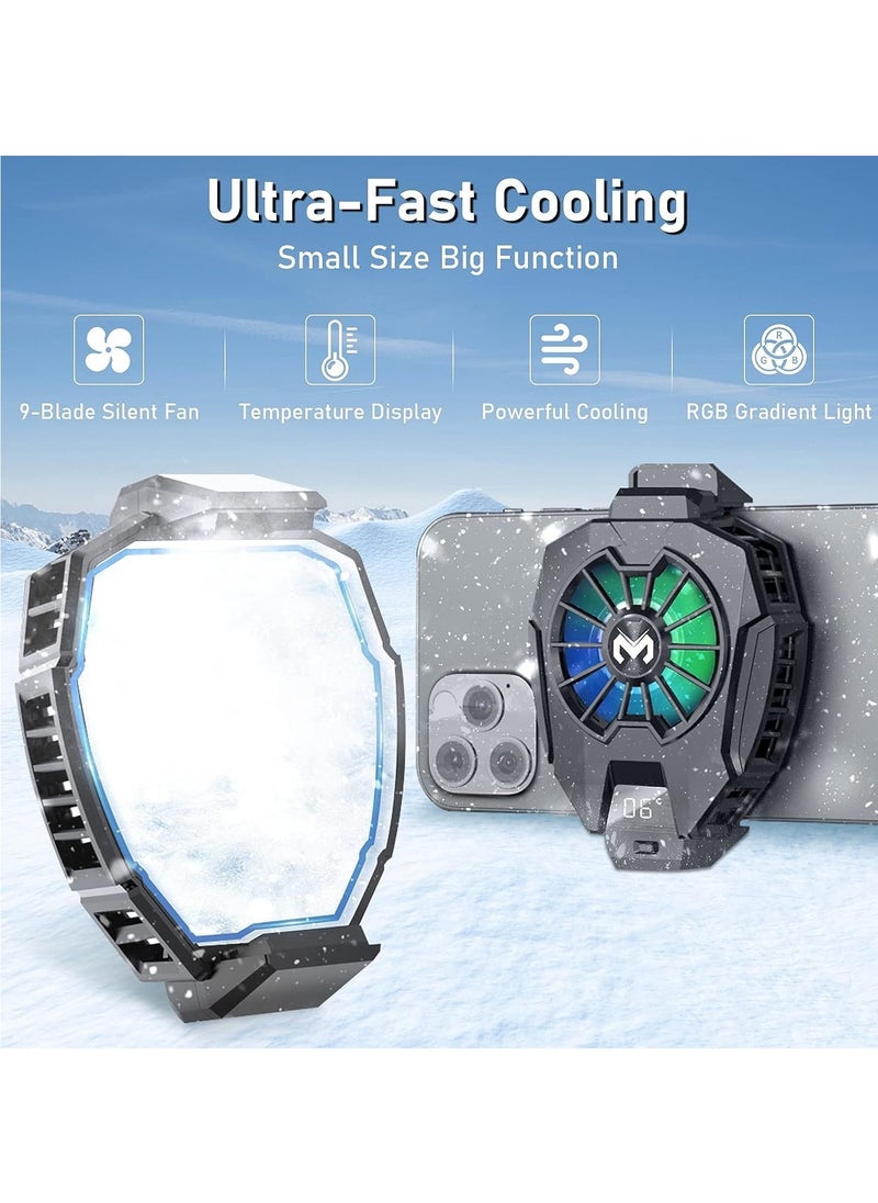 Memo - DL05 Phone Cooler, Cellphone Radiator with Dual Semi-Conductor Cooling Chip, Mobile Phones with a Width of 6 to 8 cm for Tiktok Live Streaming, Outdoor Vlog, Mobile Gaming. (Digital display) - Image 1