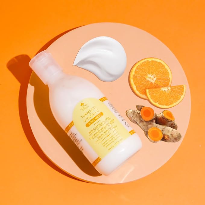 Nature Spell Vitamin C + Turmeric Body Lotion  Bright Idea Body Milk 276ml - Instant Hydration  Suitable for all Skin Types - 100% Vegan  Made in the UK - Image 2