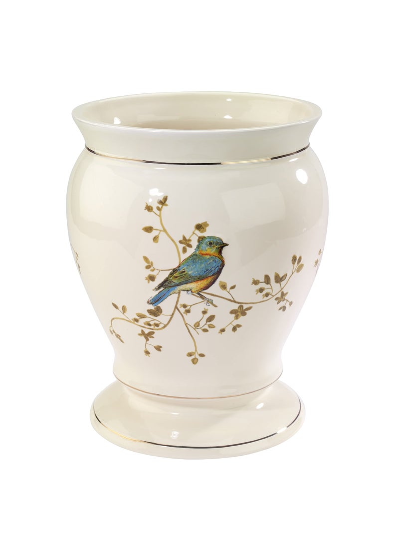 Avanti Linens Avanti Linens - Wastebasket, Decorative Trash Can, Nature Inspired Home Decor (Gilded Birds Collection)  - Image 1