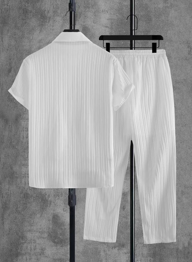 Take Two Men Plus Size Textured Shirt and Pants Co-ord Set
