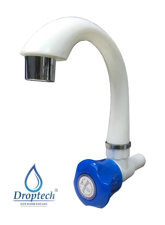 Droptech PVC Sink taps Cock for Kitchen Sink Faucet/Plastic Sink Cock tap/Bathroom Wash Basins Wall Mounted Standard Size 1/2'' (15mm) White Cobra Blue Pack of 2 - Image 2
