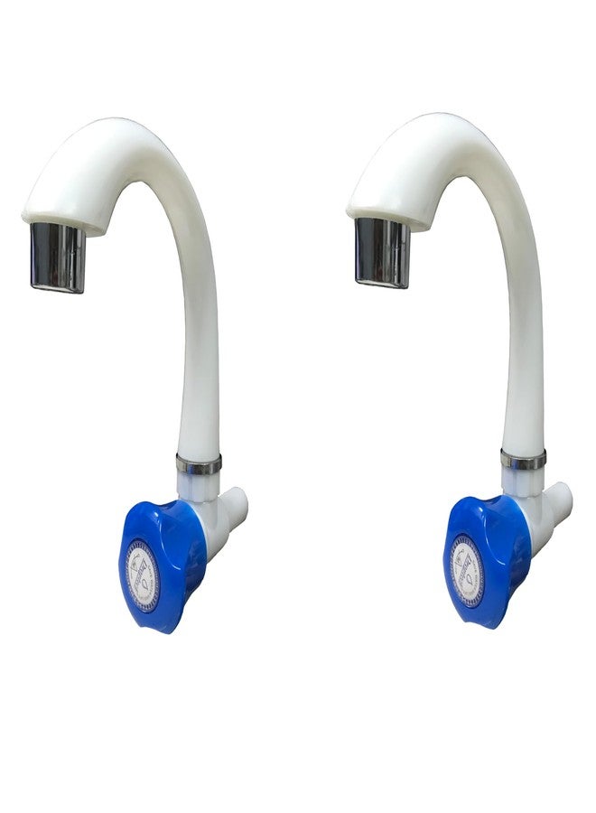 Droptech PVC Sink taps Cock for Kitchen Sink Faucet/Plastic Sink Cock tap/Bathroom Wash Basins Wall Mounted Standard Size 1/2'' (15mm) White Cobra Blue Pack of 2 - Image 1